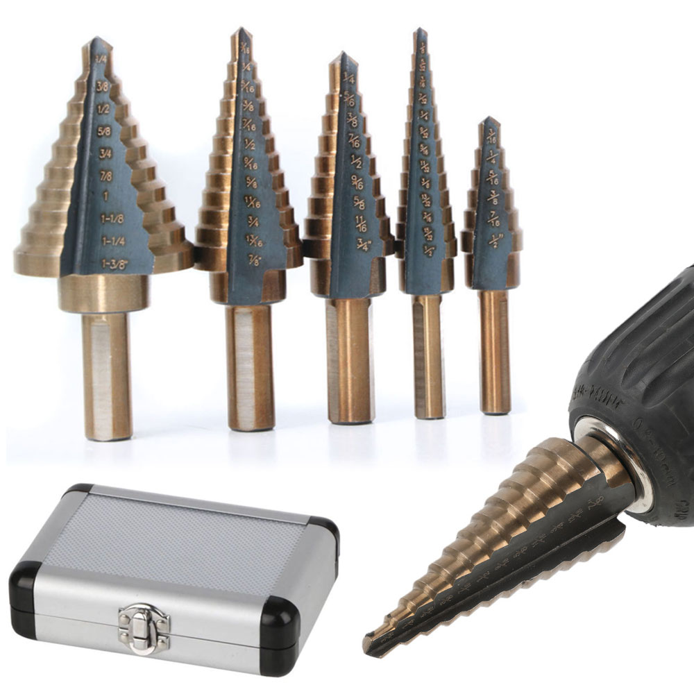 Step Drill Bit Set Titanium Hss Cobalt - 5Pcs Step Drill Bit Set HSS