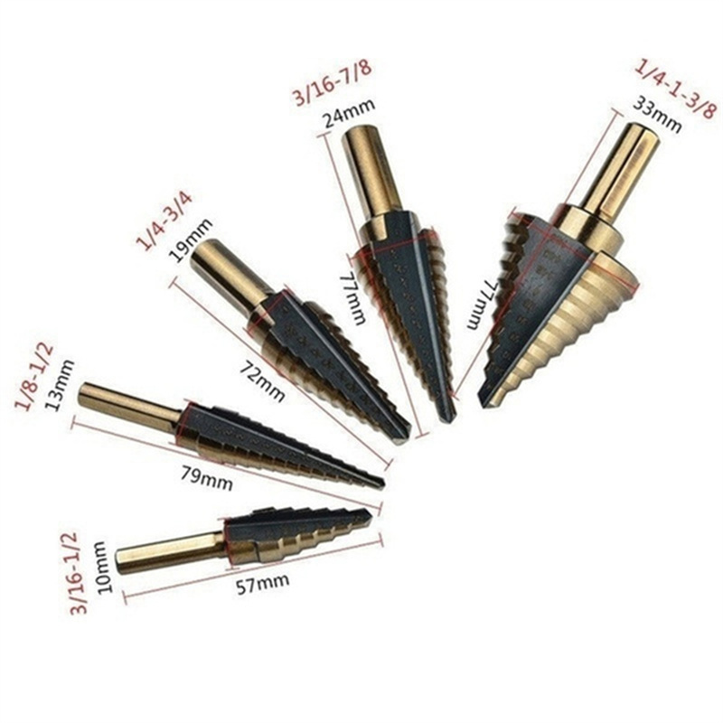 5pcs Step Drill Bit Set Hss Co - Step Drill Bit Set Titanium Hss Cobalt ulasan dan harga