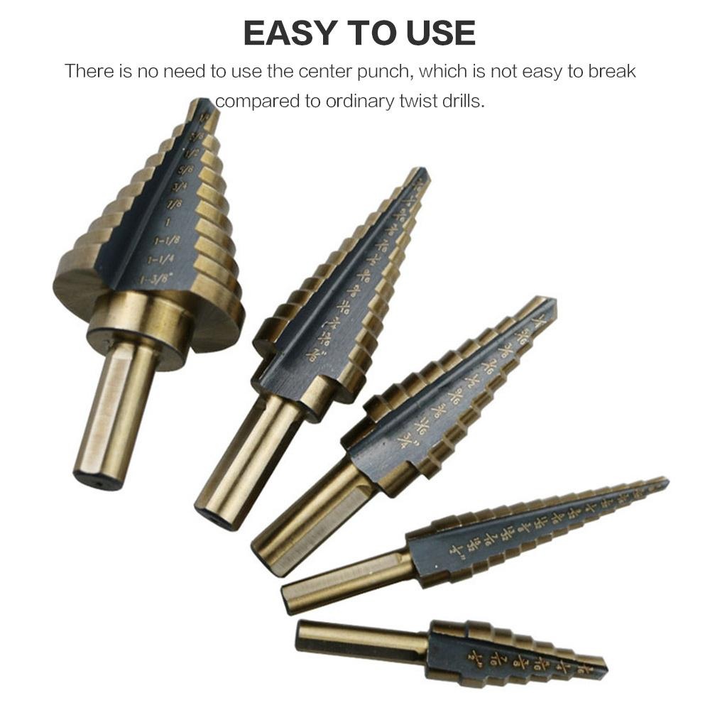 5Pcs Step Drill Bit Set HSS Co - Step Drill Bit Set Titanium Hss Cobalt ulasan dan harga