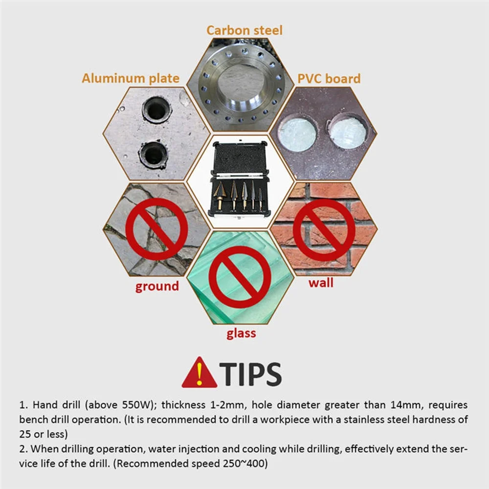 5 Pcs Cobalt Step Drill Bit Se - Step Drill Bit Set Titanium Hss Cobalt ulasan dan harga