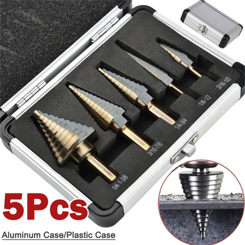 5pcs Step Drill Bit Set Hss Co - Step Drill Bit Set Titanium Hss Cobalt ulasan dan harga