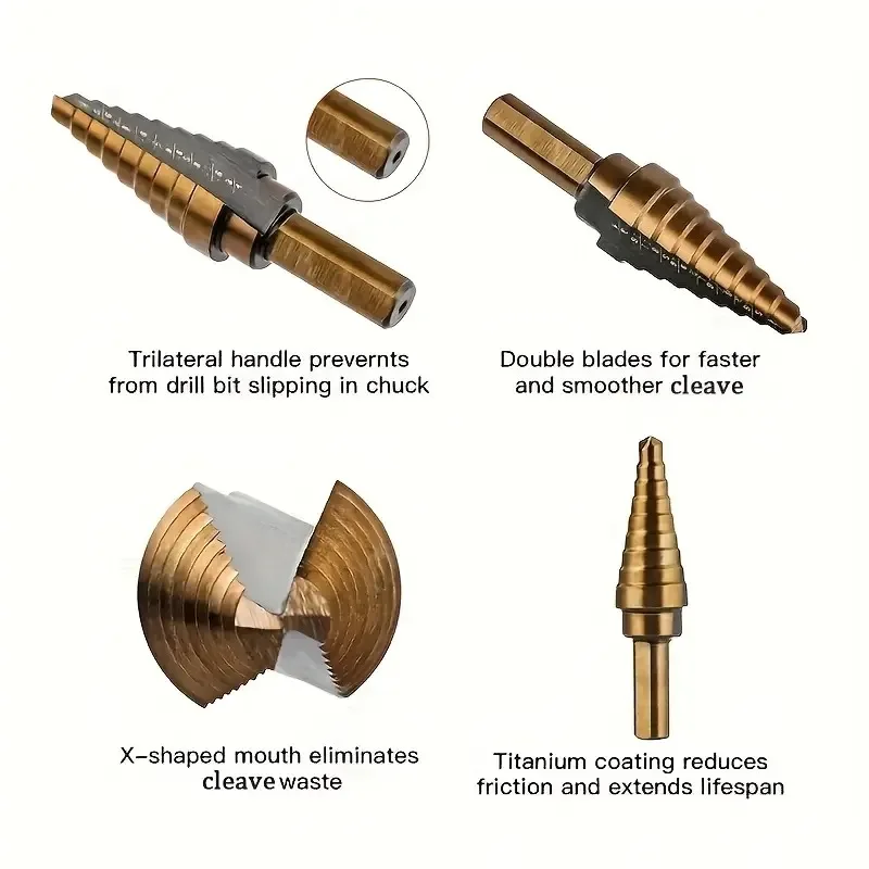 Carbon Steel Black Fillister H - Step Drill Bit Set Titanium Hss Cobalt ulasan dan harga