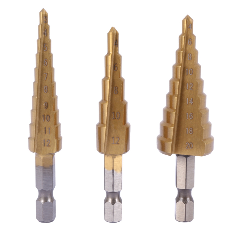 A23T 6 Pcs HSS Titanium Step D - Step Drill Bit Set Titanium Hss Cobalt ulasan dan harga
