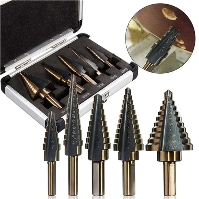 5pcs Step Drill Bit Set Hss Co - Step Drill Bit Set Titanium Hss Cobalt ulasan dan harga