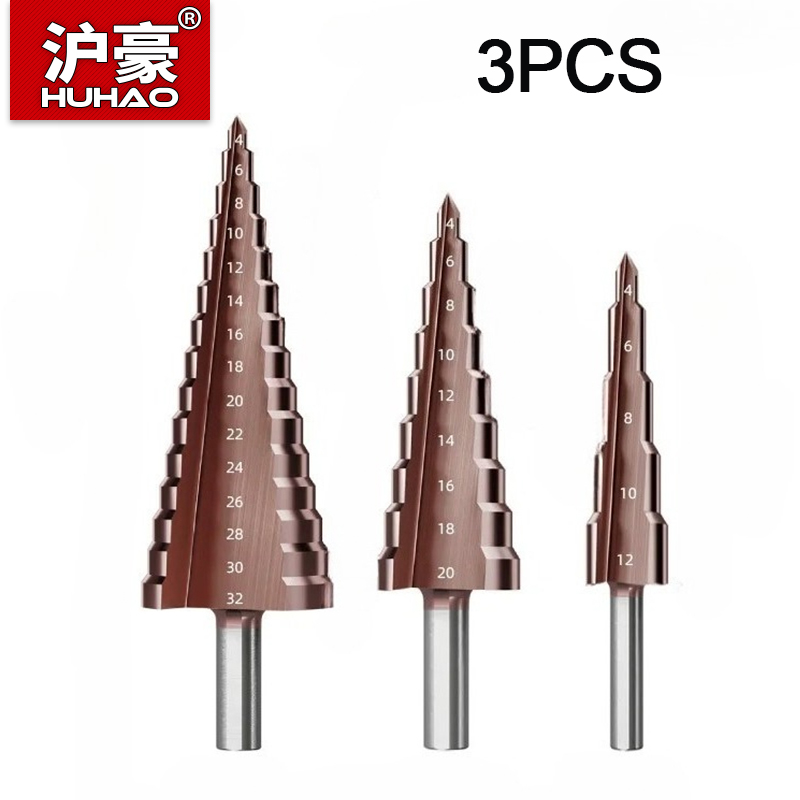 HUHAO 3PCS M35 Contains Cobalt - Step Drill Bit Set Titanium Hss Cobalt ulasan dan harga